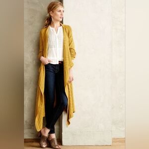 Anthropologie Tracy Reese Mustard Knit Duster Cardigan